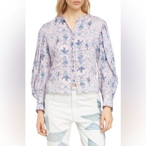 NWT $498 Isabel Marant Étoile Tilo Floral Print Linen Shirt